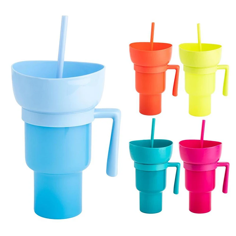 Toddler Cups with Straw Gravity Ball Wide Caliber Drinking Milk Water  Bottle With Handle 2 in 1 Cup Combo for Drink Snack Bowl - AliExpress