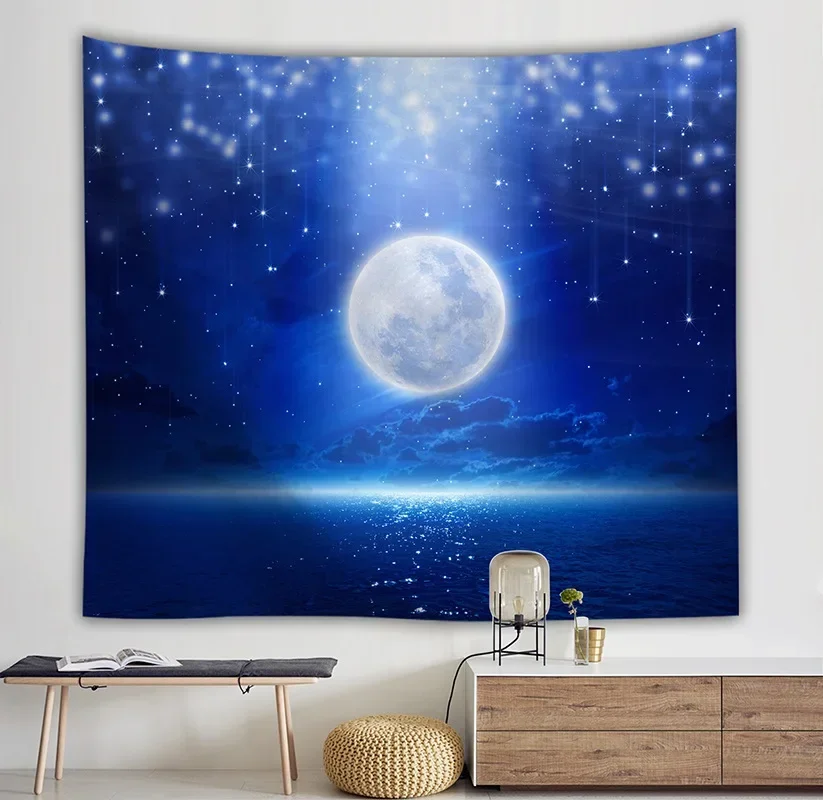 Фото Настенная подвеска Moon гобелен с изображением звезд в стиле хиппи Witchcraft Tapiz Psychedelic Farm Decor Tenture Tapisserie пляж в богемном стиле на заказ №3