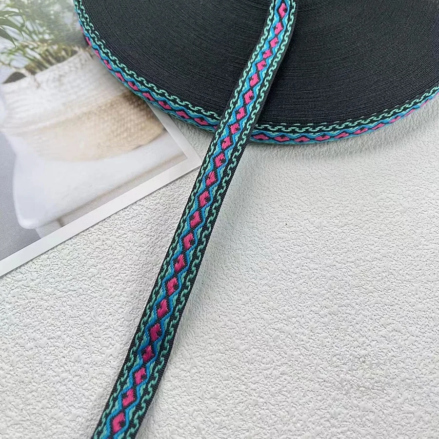 50 Yards/lot Wide About 1.4 CM Woven Jacquard Ribbon Geometric Pattern For Clothing Accessory ZH-5789