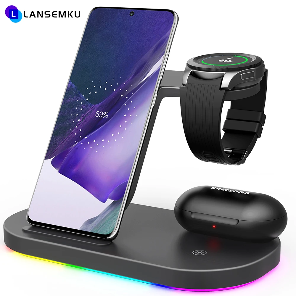 3 1 kablosuz şarj standı Samsung Galaxy S22 Ultra/S21/S20/S10 Galaxy