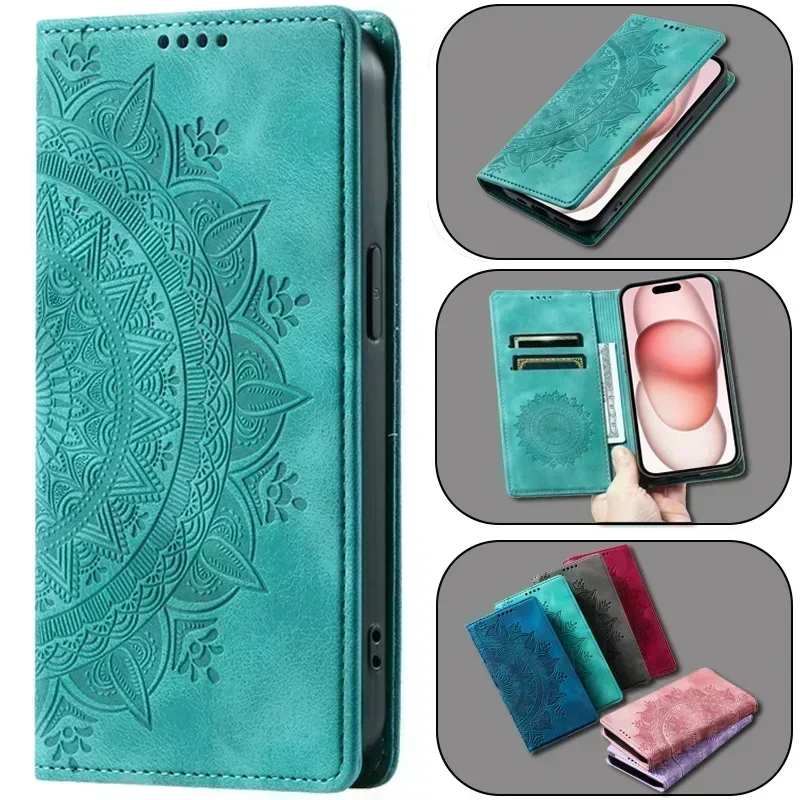 Totem Flip Leather Case with Magnetic Closure and Card Slots