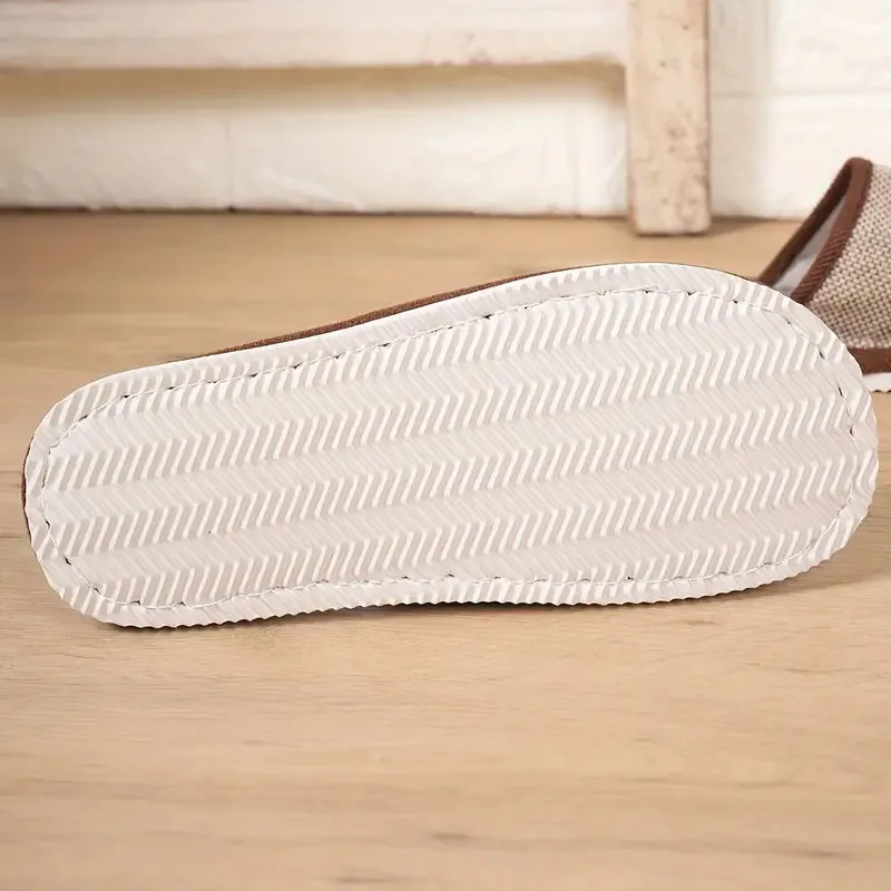 Home Linen Slippers Men Women Couples Soft Thick Bottom Indoor House Anti-Slip Breathable Hemp Slides Japanese Style Shoes Slide — view 5