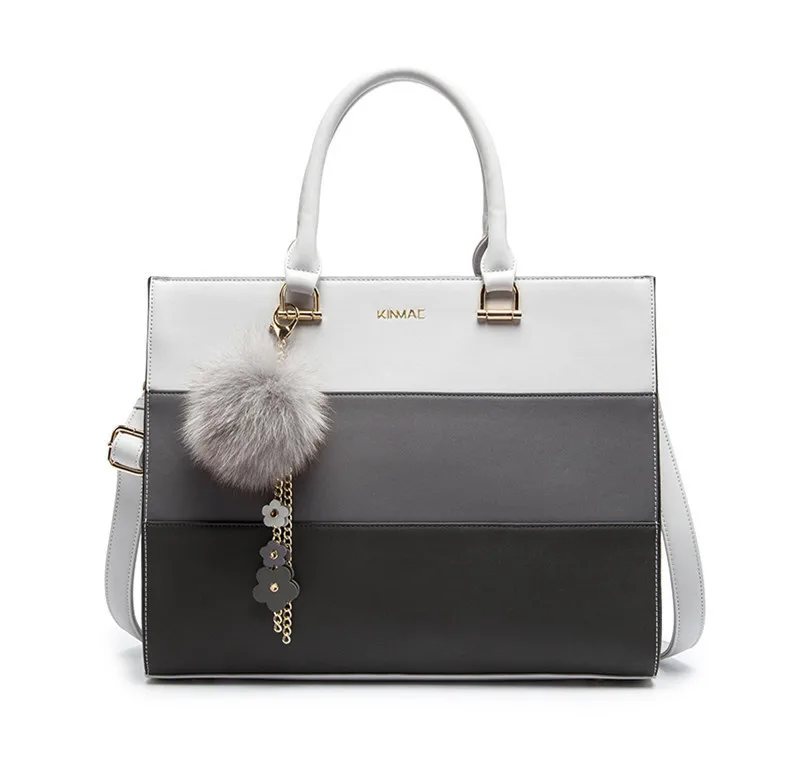 

Luxury Fashion Leather Women Handbag Fur Ball Tassel Document Briefcases Lady Laptop Bag Business Shoulder Messenger Bags PU