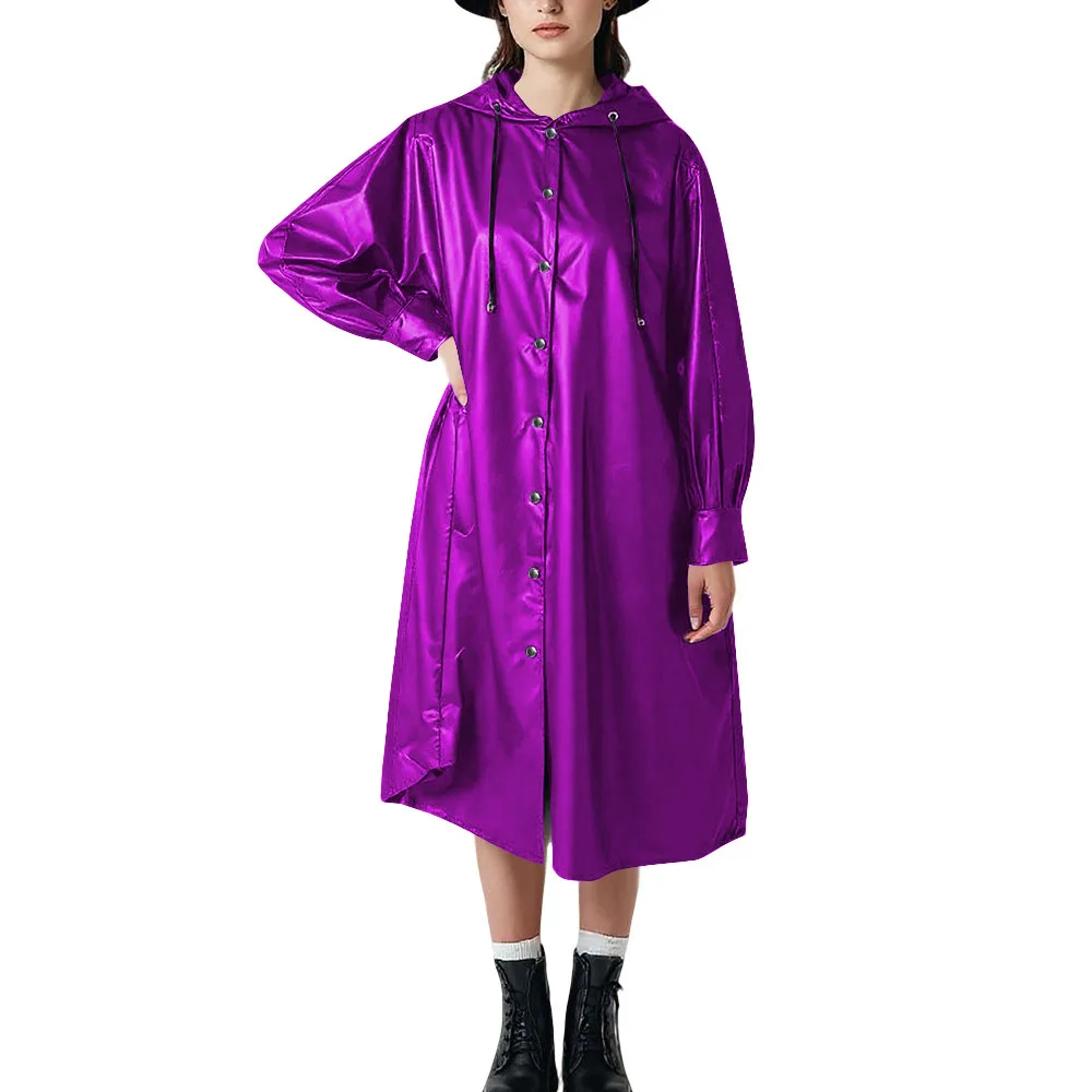Plus size fosco couro falso oversized midi casaco chique hoodies manga longa trench coat para mulheres festival festa clube cosplay casaco