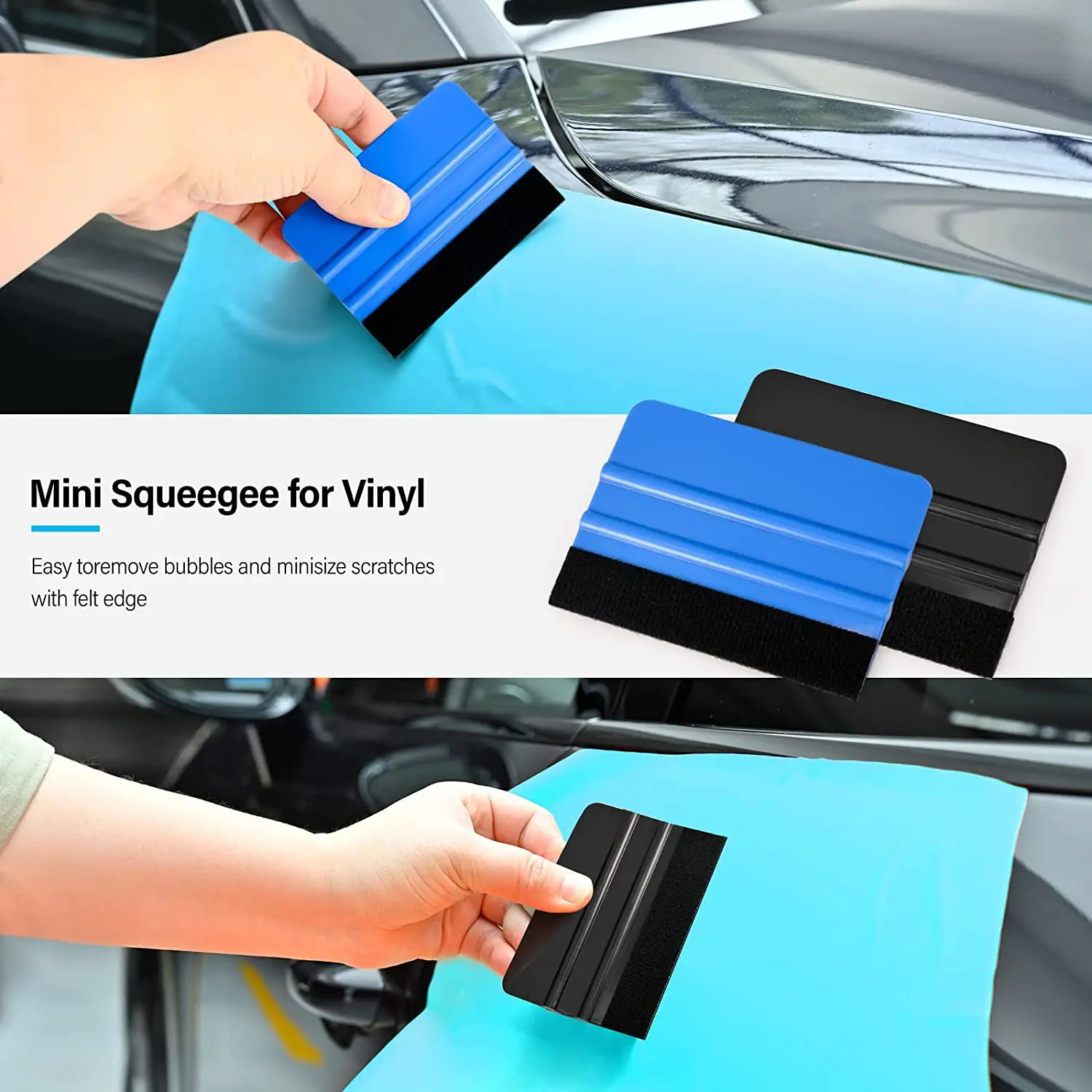 EHDIS 20pcs Carbon Fiber Vinyl Squeegee +Spare Edge Felt Wrapping Film Car  Tool Window Glass Water Remover Wiper Tinting Scraper