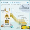 8 in 1 Toddler Slide and Swing Set with 2 Slides, Baby Slide for Ages 1-3 with Basketball Hoop, Climber, Aisle, Steering Wheel 5