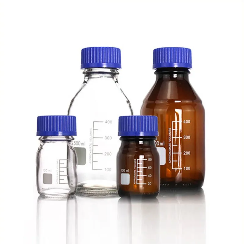 

2PCS 25ml-1000ml Blue Screw Cap Glass Reagent For Laboratory Utensils Medical Supplies Glass Reagent Bottle Refillable Container