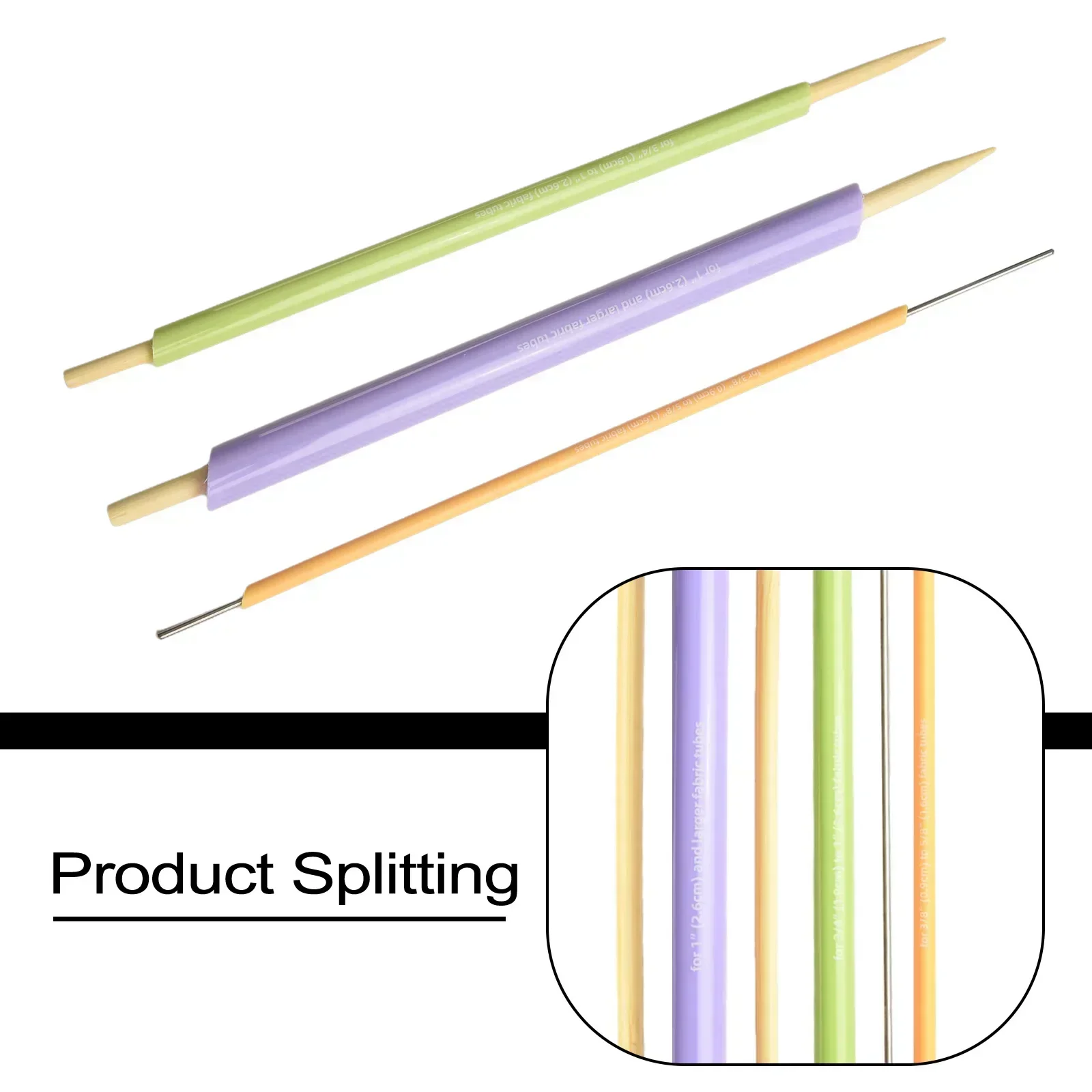 Quick Turn Fabric Set Assorted Sizes Tube Turner Sewing DIY Waistband Hands Bag Handles Bow Ties Upturn Tools 3pcs/Set