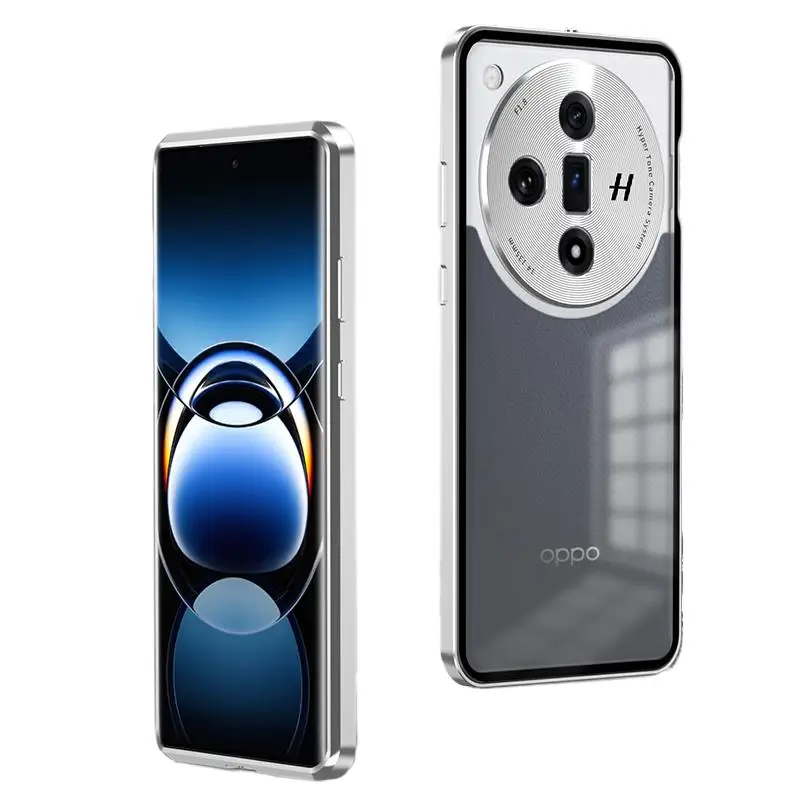 Premium Acrilico + Metal Border Lock Buckle Cover Posteriore Staccabile Per Oppo Find X7 Ultra Fall Prevention Case Per Oppo Find X6 Pro