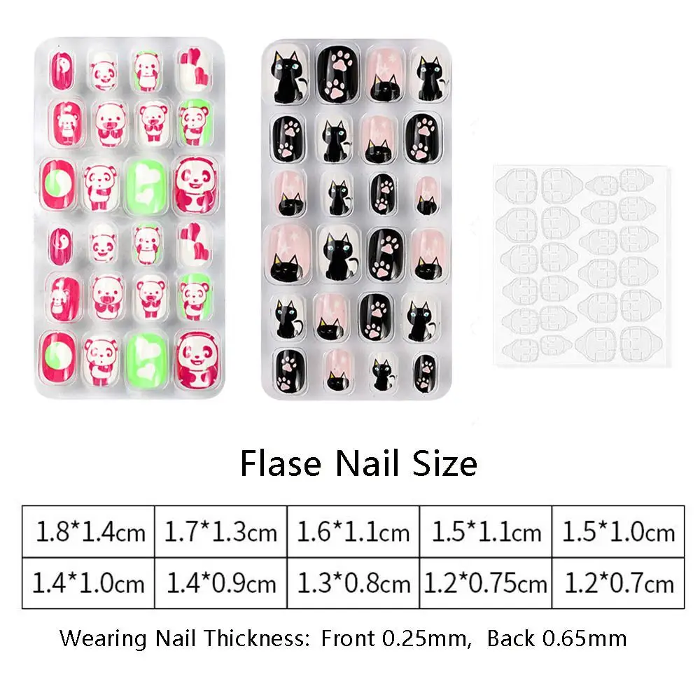 24Pcs/Set Wearable Girls Gifts False Gel Short Square Full Cover Finger Nails Decor Nail Tips Nail Art Fake Nails False Nail