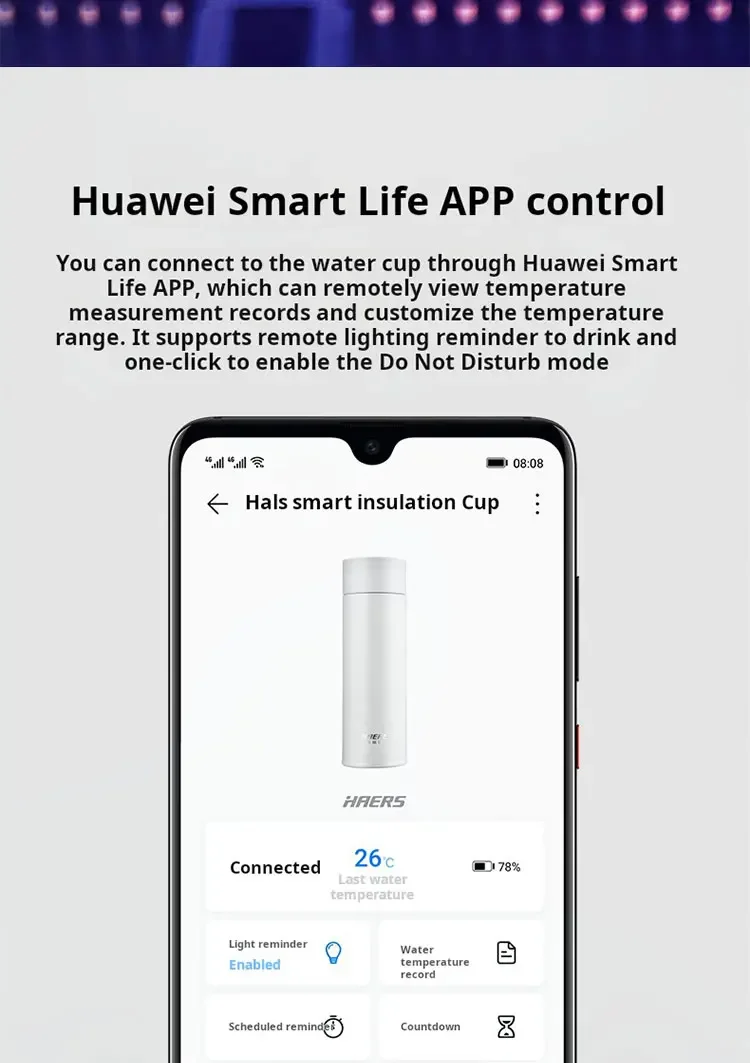 Huawei 316 Stainless Steel Intelligent Temperature Measuring Thermos Cup Straight Cup Water Commercial Affairs Portable