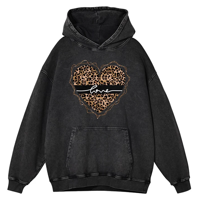 thumbnail image 1 of Sudadera con capucha divertida con estampado de leopardo desgastado retro para hombre y mujer, sudadera de gran tamaño, ropa de moda de gran tamaño, sudadera holgada 100 % algodón, 1 of 5