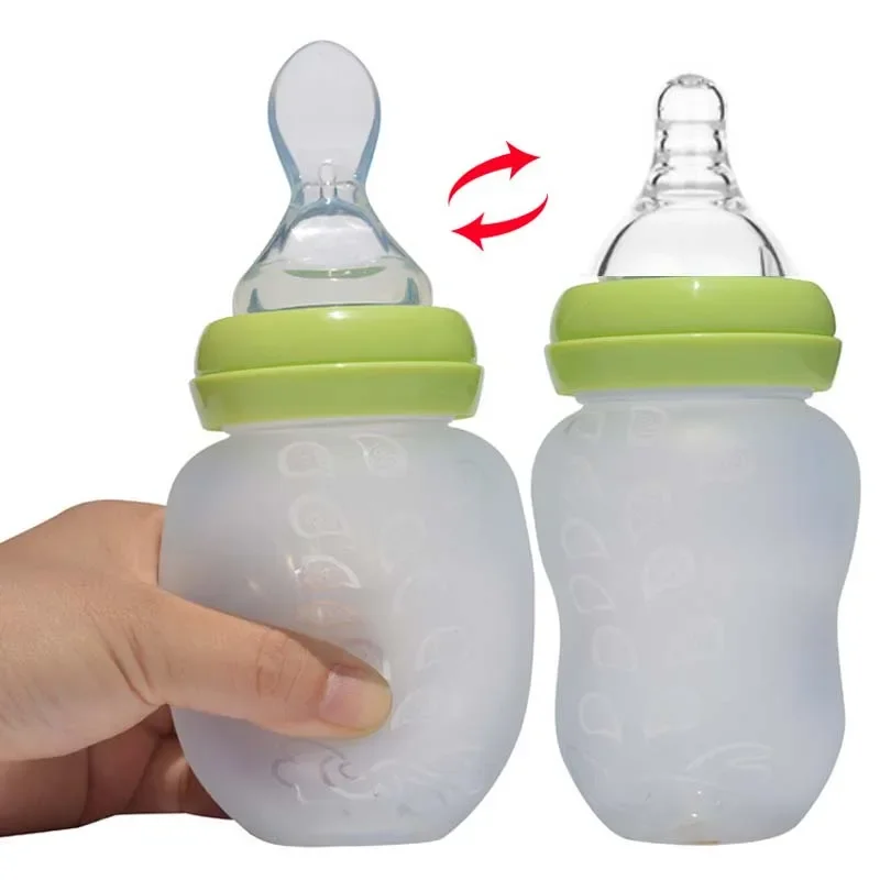 1pc 180ml Soft Silicone Baby Rice Cereal Spoon Feeding Bottle Weaning Squeezing Feeder Pacifier