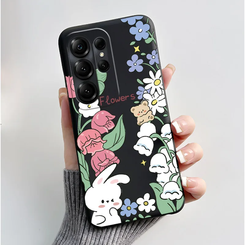 Luxury Cute Love Heart Rabbit Cartoon Funny Black TPU Soft Silicone Protective Phone Case