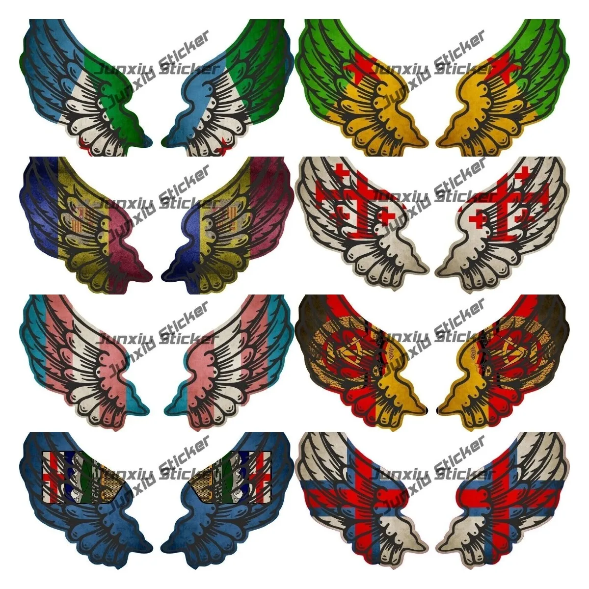 

Country Wings Sticker Germany PERU Usa Jerusalem Cross Flag Country Wings Creative Motorcycle Car Stickers Decal Anime Decors