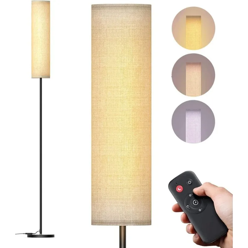 

4 Color Temperature Modern LED Standing Lamp,Stepless Dimmer Remote Control, Elegant Tall Lamps with Linen Lamp Shade,Timmer