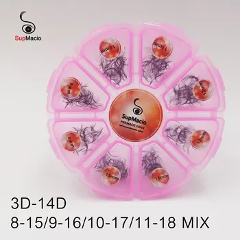 속눈썹 프로 메이드 믹스, 9-16mm, 프로메이드 볼륨 팬 믹스, 1000 포인트 베이스, 프리메이드 볼륨 래쉬 팬, 혼합 길이 8d, 10d, 12d, 14d