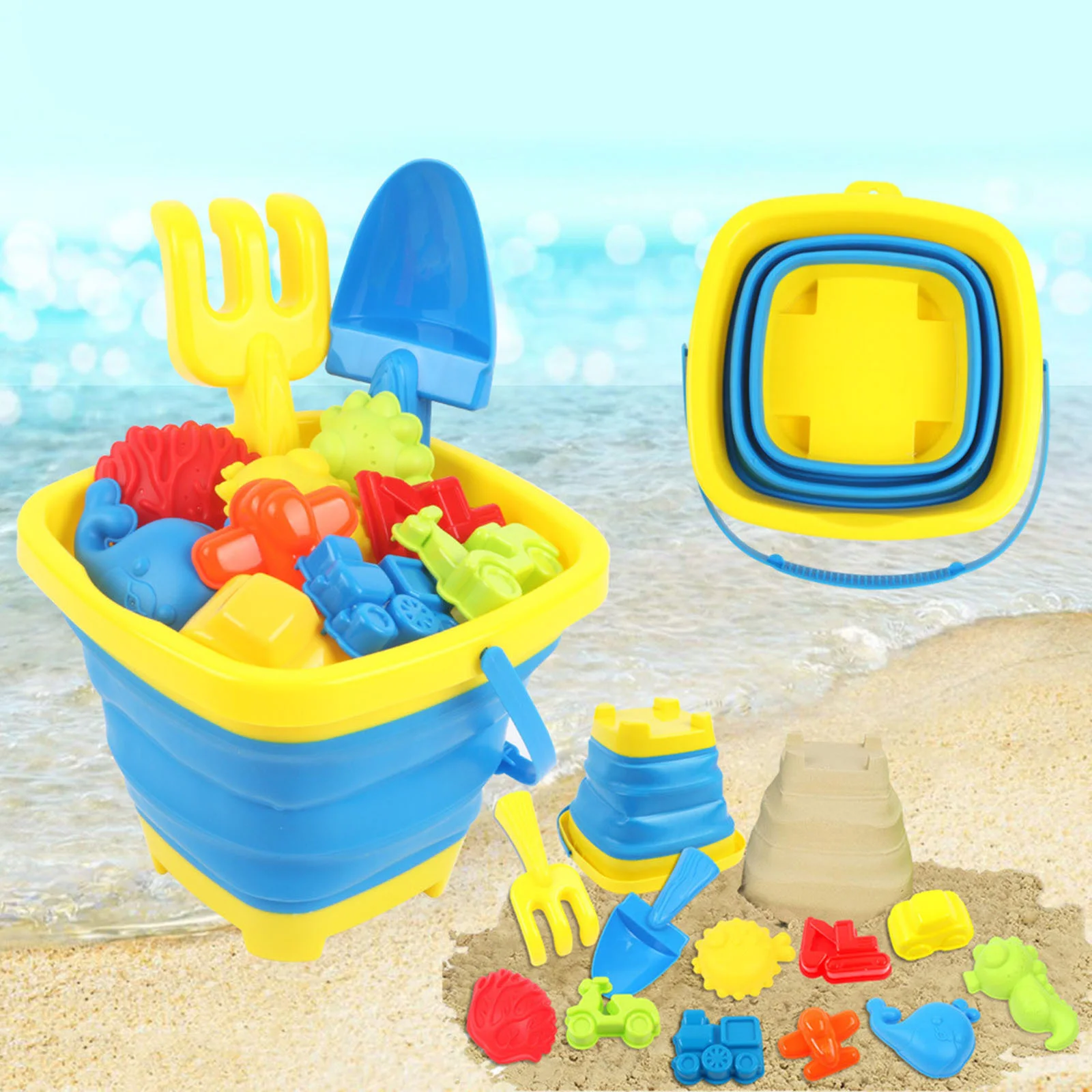 Faltbares Sandspielzeug Set Mit Eimer Und Kinder Klappstuhl_voghion.com