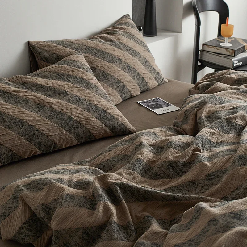 

Small Retro Style | Four Piece Set of Pure Cotton Bed Sheets, Quilt Covers, Modern Light Luxury Air Layer, Summer Bedding