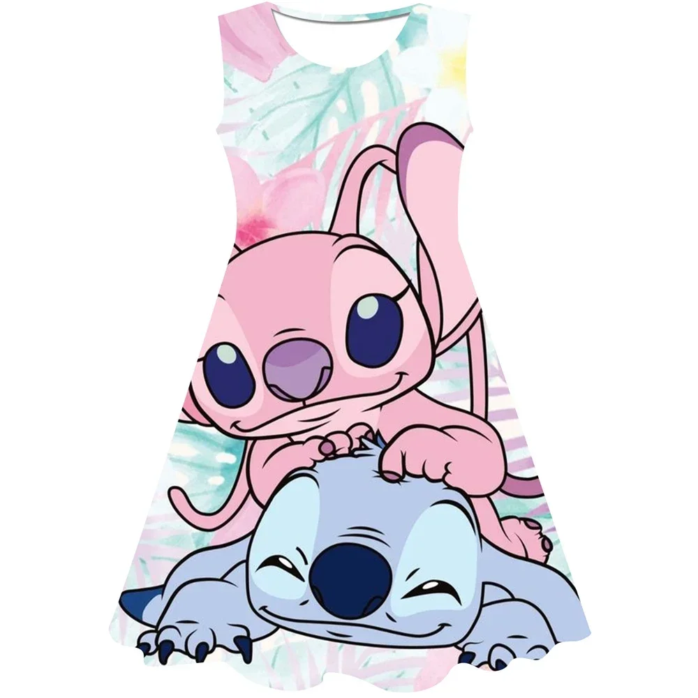 Girls Dress Girls Stitch Dresses Princess Children's Clothing Cartoon Stitch Print Summer Fashion Baby Dress 3-14Y