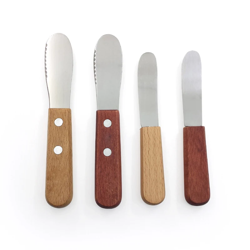 Small Stainless Steel Spatula With Wooden Handle Jagged Multifunction Wipe Cream Sandwich Jam Bread Butter Knife butter knife,silicone spatula