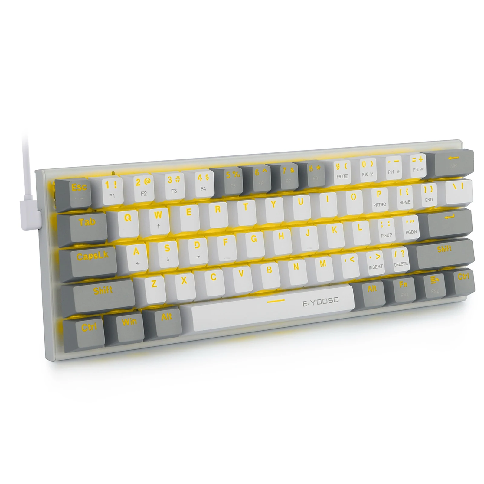 

E-YOOSO Z11 USB 60% Mini Chaves Com Fio Teclado de Jogo Mecânico Interruptor 61 Azul Vermelho cabo destacável, computador portát