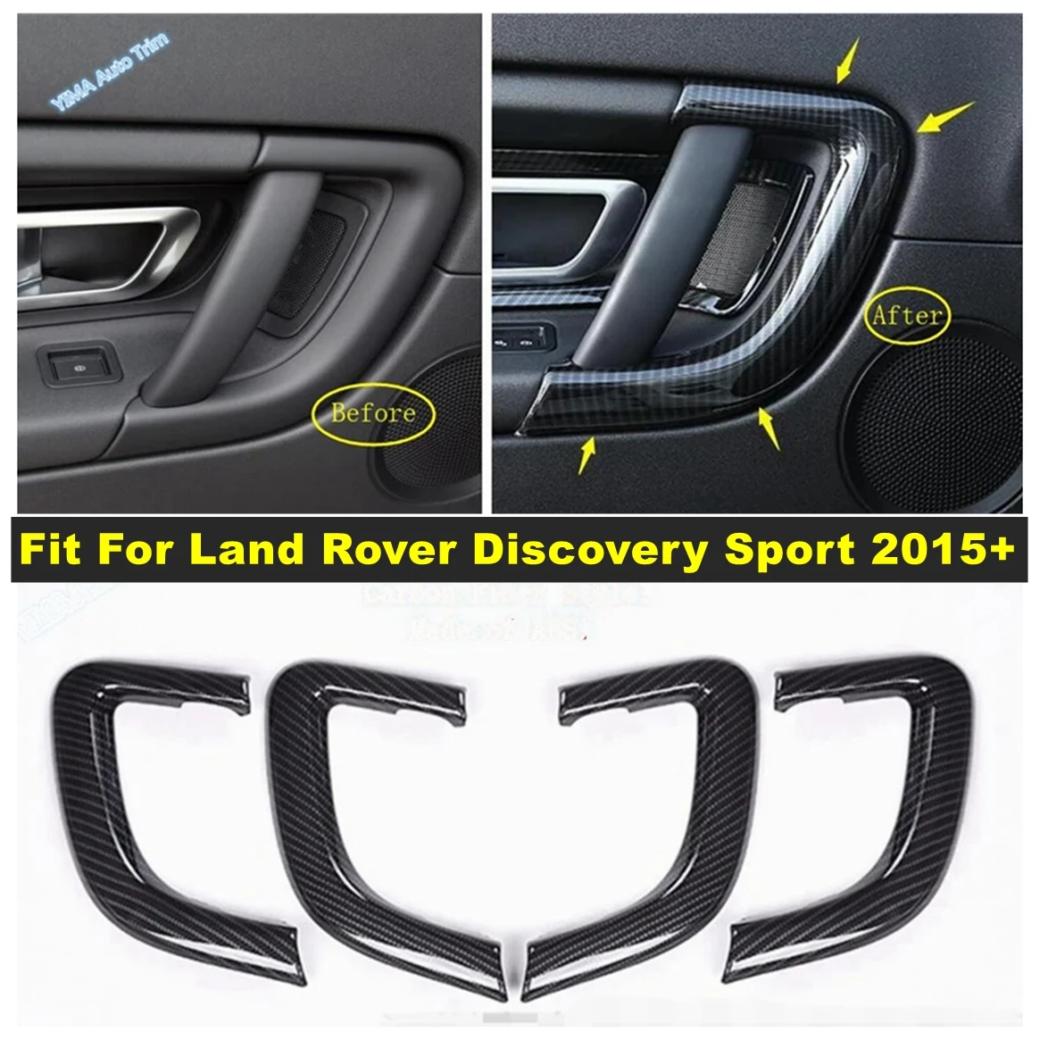 

Car Door Pull Doorknob Handle Strip Cover Trim Fit For Land Rover Discovery Sport 2015 - 2019 Carbon Fiber Interior Accessories