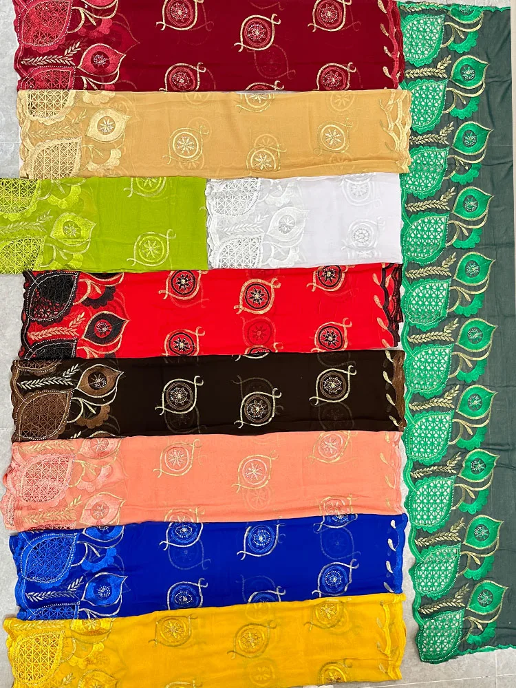 Free Shipping New Scarf For Muslim Women African Chiffon Sequin Embroidered Hijab Islam Turban Headscarf Long And 200*100 Shawl