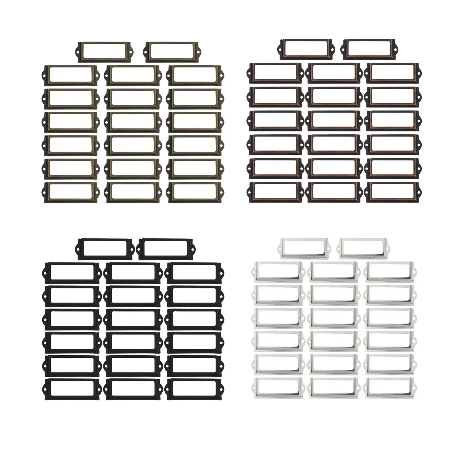 20x Office File Label Holder, Metal Frame Handle, Drawer Tag Pull Name Card Tag Hardware Accessories - 6