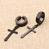 Fashion Titanium Steel Cross Ear Clip Earrings For Men Women Stainless Steel Punk Black Single Earring Fake Earrings Jewelry 3