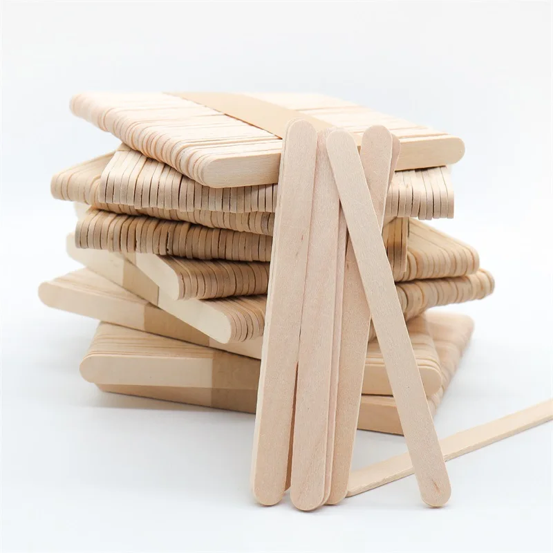 Ice Cream Popsicle Sticks Natural Wooden Sticks Ice Cream Spoon Hand Crafts Art Lolly Cake Tools 50/100pcs