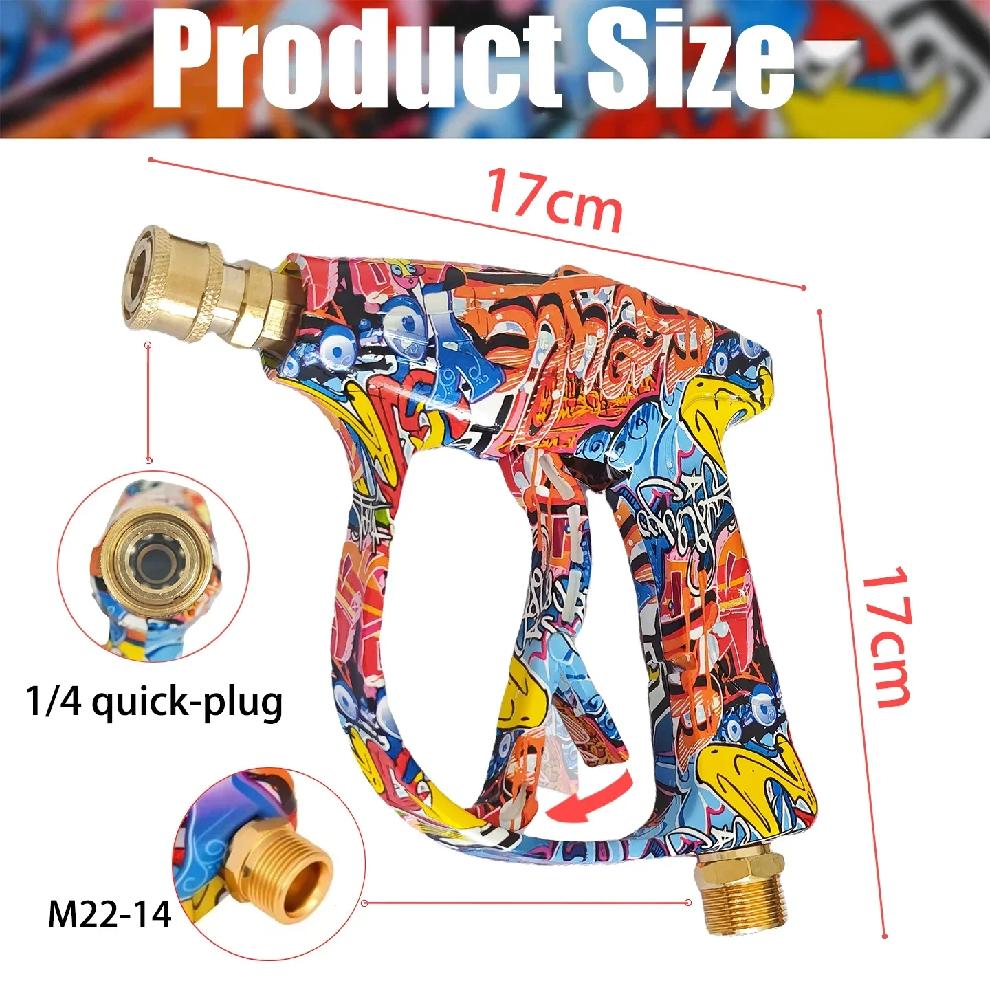 4350PSI 그래피티 고압 세척기 건 키트, 1L 폼 캐논 1/4인치 노즐 세트 + 옵션 카처 어댑터 및 고무 베이스 (자동차 세차용)