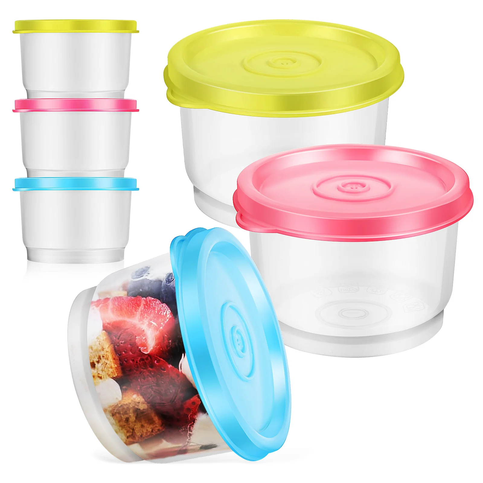 

6pcs Food Containers Reusable Food Storage Holders Condiment Containers Snack Holders with Lids 160ml