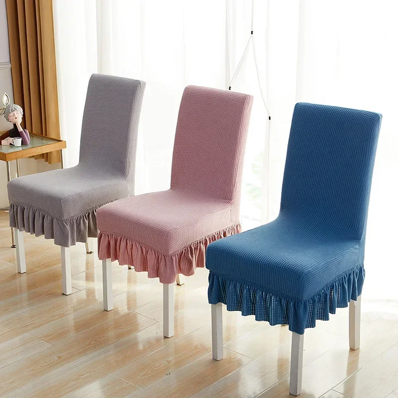 

Modern Minimalist Fully Enclosed Chair Cover Rugged Lace Soft Seat Cunshion Solid Color Anti Slip Elastic