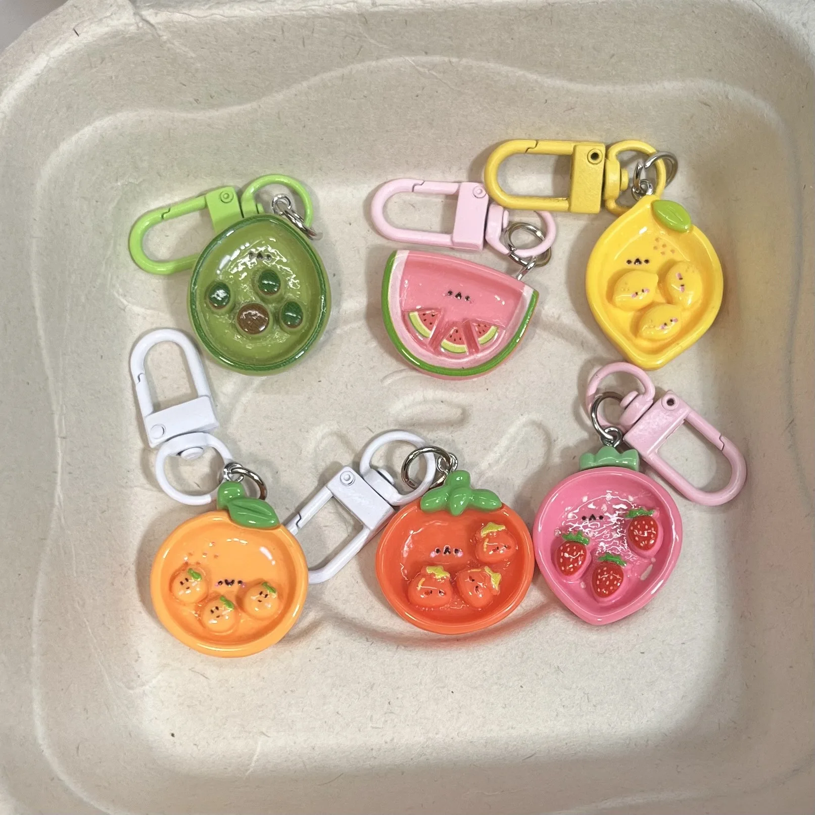 Kawaii Fruit Vegetable Keychain 2025 - Anime Girl Heart Bag Charm, Couple Matching Accessories Gift for Students