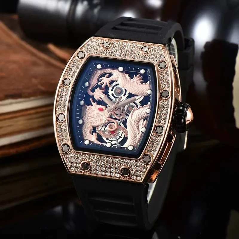 

2023 Multi-function waterproof watch automatic 6-pin clock Men's top RM Luxury AAA men's watch glow-in-the-dark dragon print