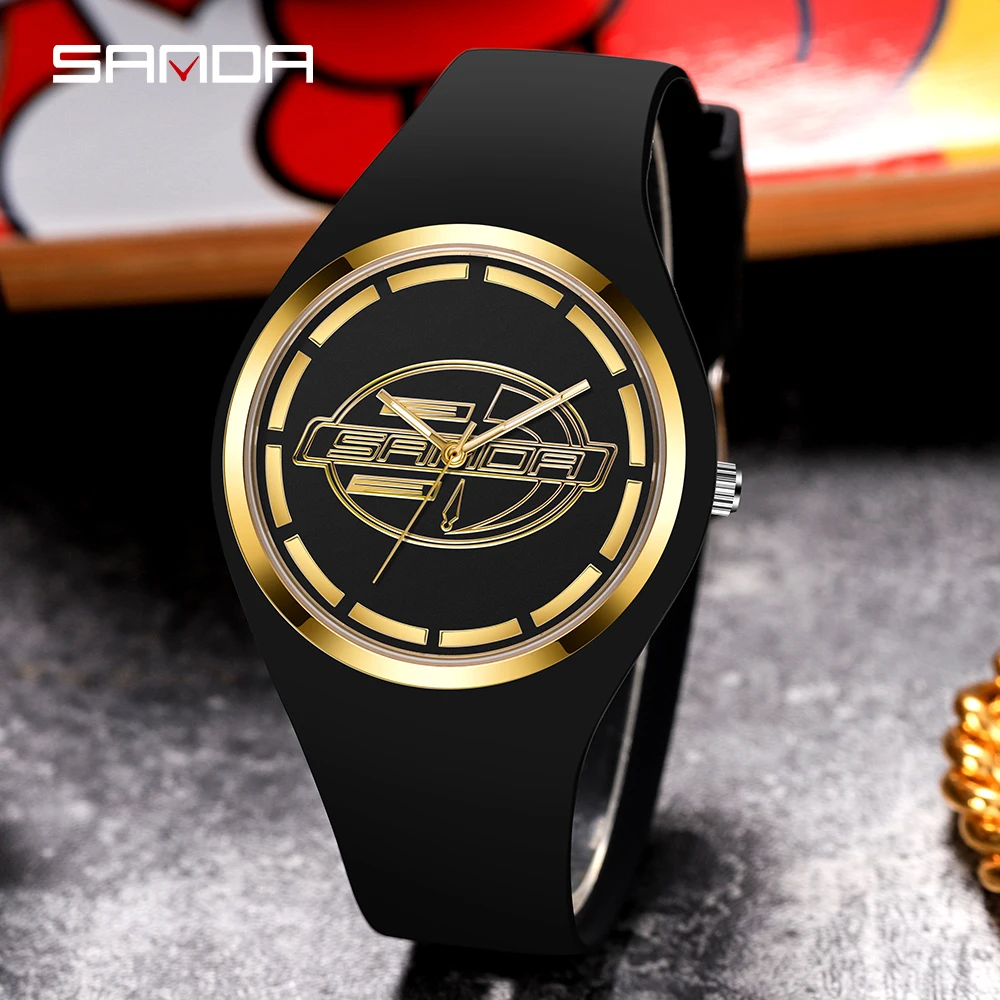 

2022 Sanda Top Brand Casual Men's Watches Black 50m Waterproof Quartz Watch Women Wristwatch Clock White Relogio Feminino 6077