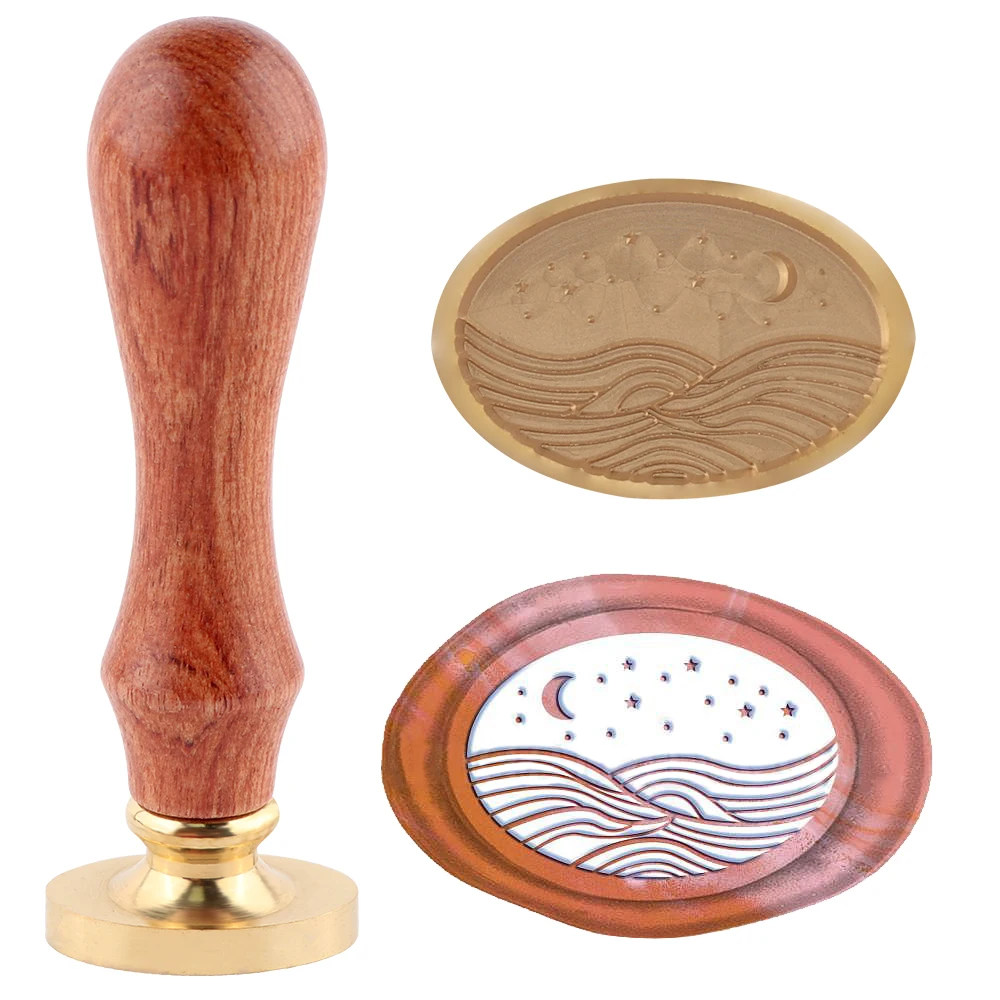 Oval Wax Seal Stamp Head with Handle Set Mixed Flower Pattern