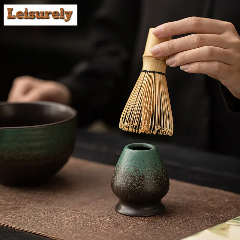Ancient Pottery Round Ring Pinch Mouth Tea Set Complete Set Japanese Matcha Set Kit Green Tea Powder Home Tea-making Tools Craft