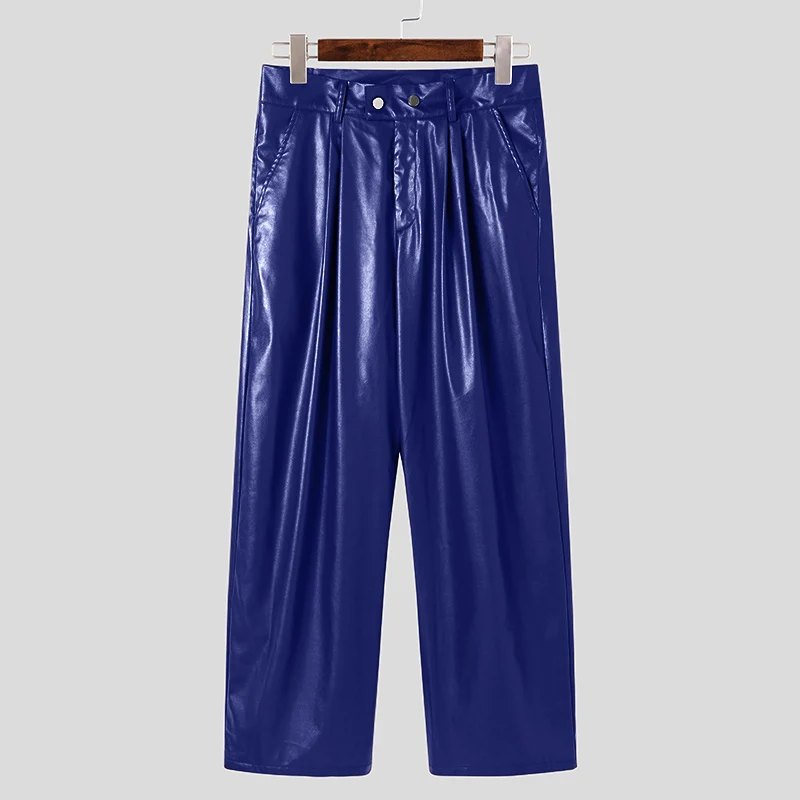 Description Picture 5 of itemCasual All-match New Men's Pantalons Patent Leather Long Pants Solid Comfortable Male Party Shows High Waist Trousers S-5XL 2023
