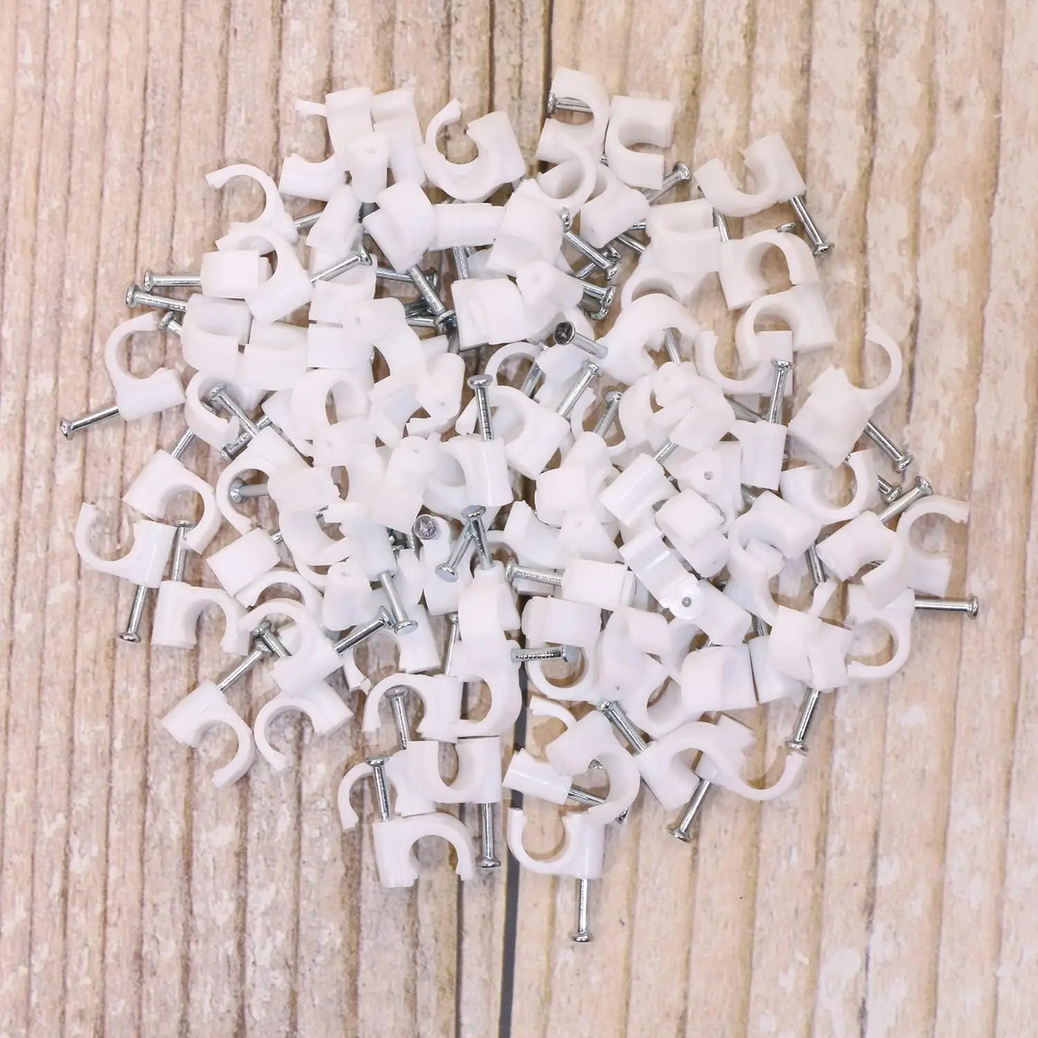 100PCS Round Cable Clips 3/4/5/6/7/8/9/10 mm C Shaped Management Cord Tie Circle Wire Wall Holder Nylon Carbon Steel Nails Line