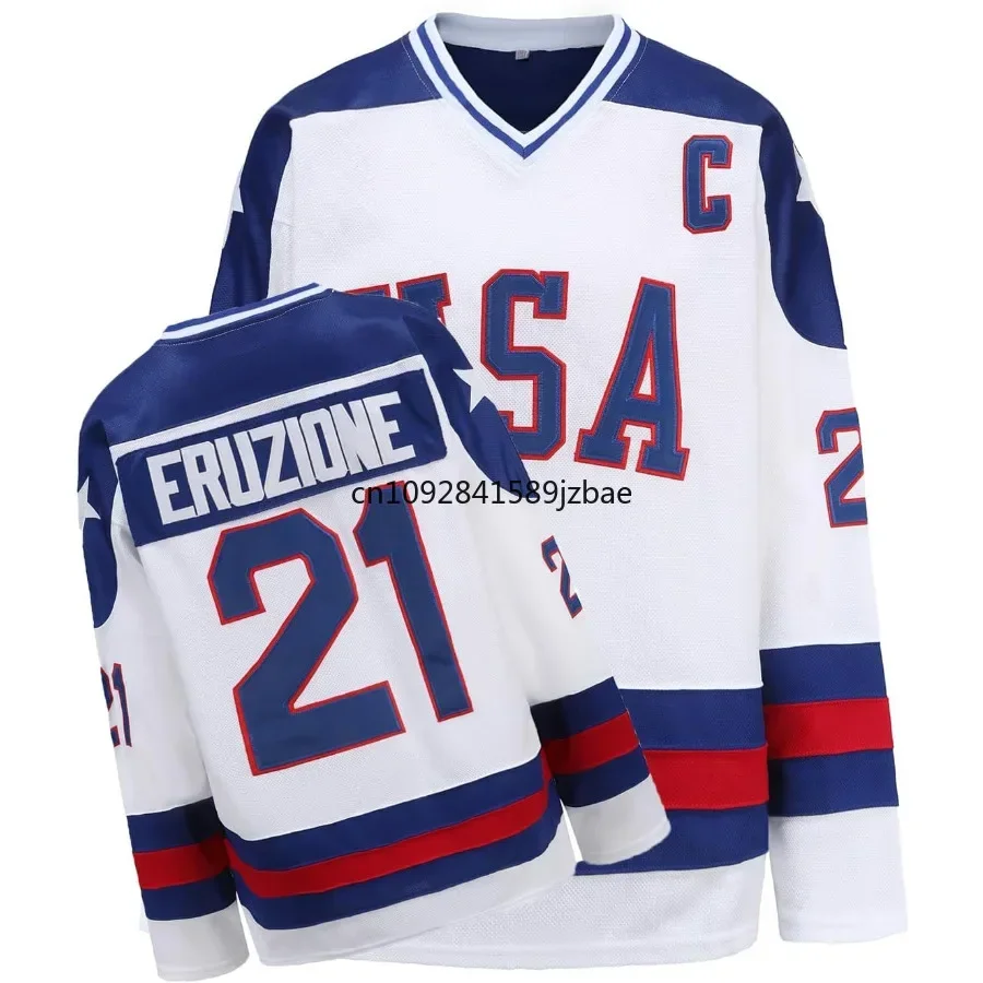 Jim Craig Jersey 1980 USA Ice Hockey 21 Mike Eruzione Jersey 17 Jack O'Callahan Movie Sport Sweater Us Mens Size S-XXXL