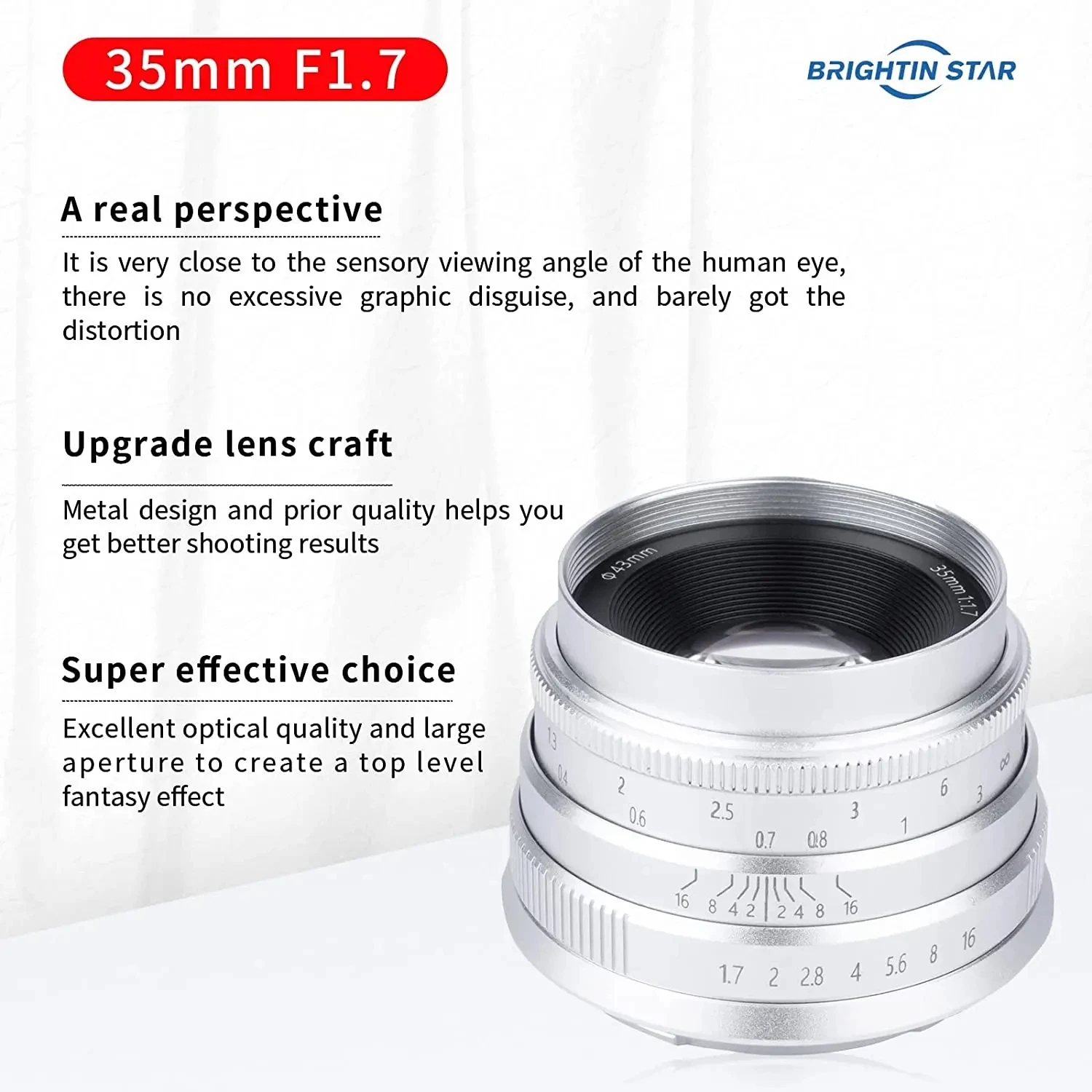 브라이트인 스타 35mm F1.7 광각 대구경 APS-C 수동 초점 미러리스 카메라 렌즈……/캐논/파나소닉에 적합※