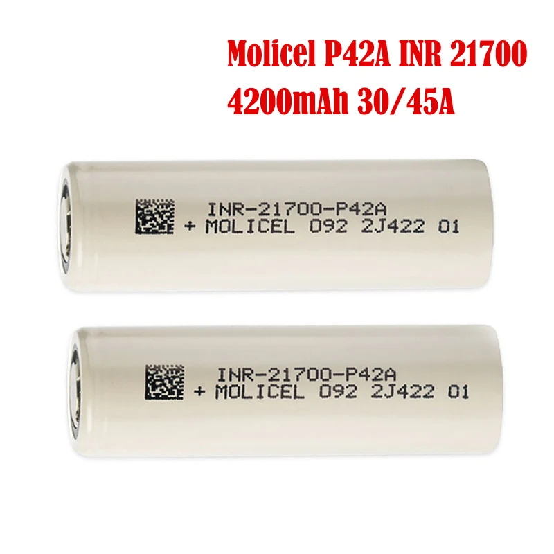 

Оригинальный аккумулятор Molicel INR 21700 P42A большой мощности 4200 мАч 3,6 В 30A 45a перезаряжаемые литиевые батареи 21700 для фонарика игрушек