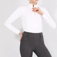 MXLLINA White Equestrian LongSleeve T-Shirts Women Breathable Sport Horse Riding Clothes Training Competition Shirt Gym Top 1