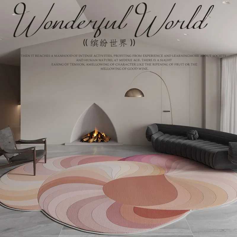 Fluffy Soft Lounge Rug Morandi Living Room Decoration Shaped Carpet Light Luxury Rugs for Bedroom Thicken Irregular Non-slip Mat 3