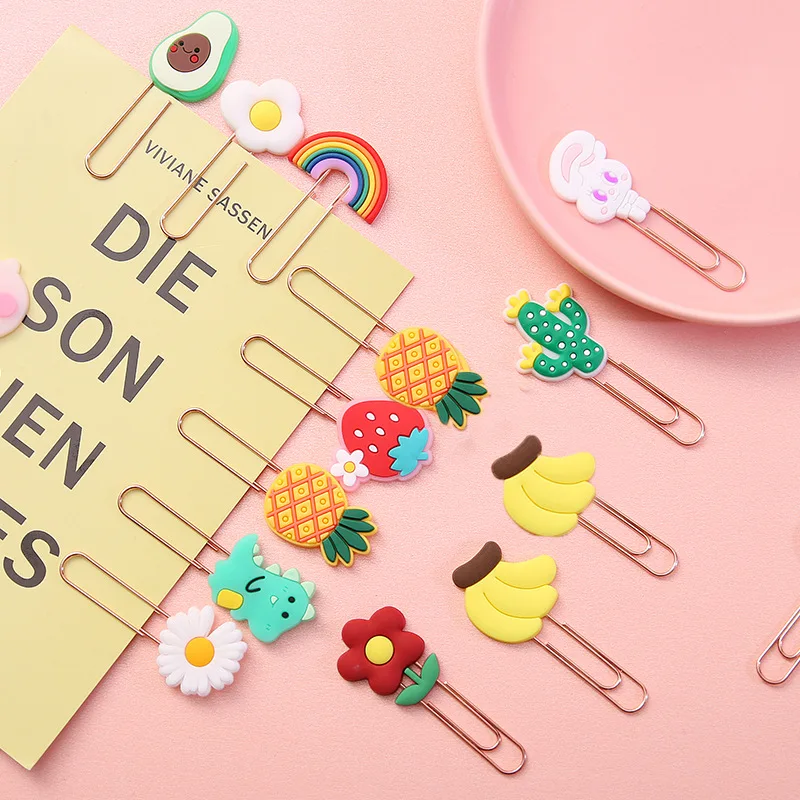 Cute Cartoon Furit Animal Paper Clips Metal Paperclips Bookmarks Clips 20Pcs/Lot School Supplies Kawaii Office Accessories Gift paper clips