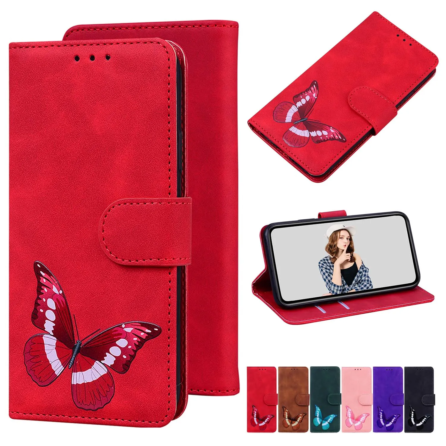

Butterfly Wallet Flip Leather Case For Samsung Galaxy A12 A22 A32 A42 A52 A72 A82 A02S A03S M01 A03 Core Book Cover Stand Coque