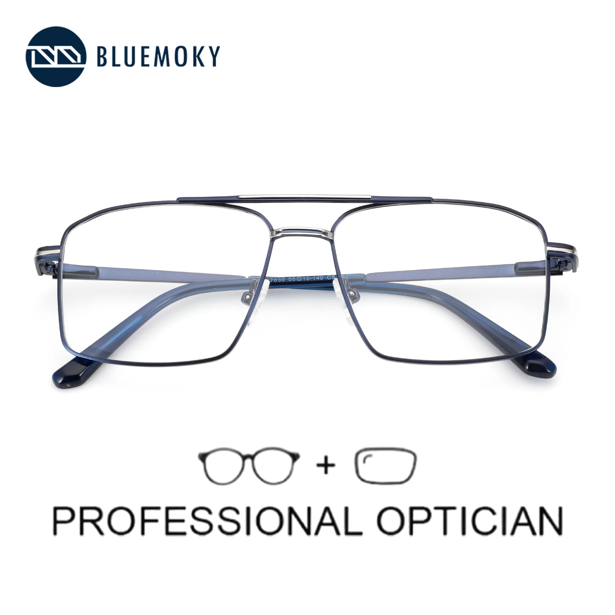 Gafas graduadas de Metal populares de tamaño BLUEMOKY M para hombres, gafas ópticas fotocromáticas/miopía con luz azul de aviador