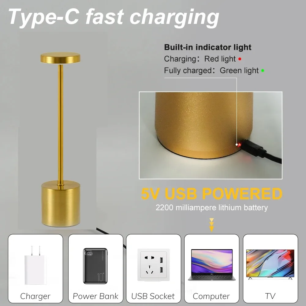 Rechargeable Led Table Lamp Touch Sensor Desk Light Room